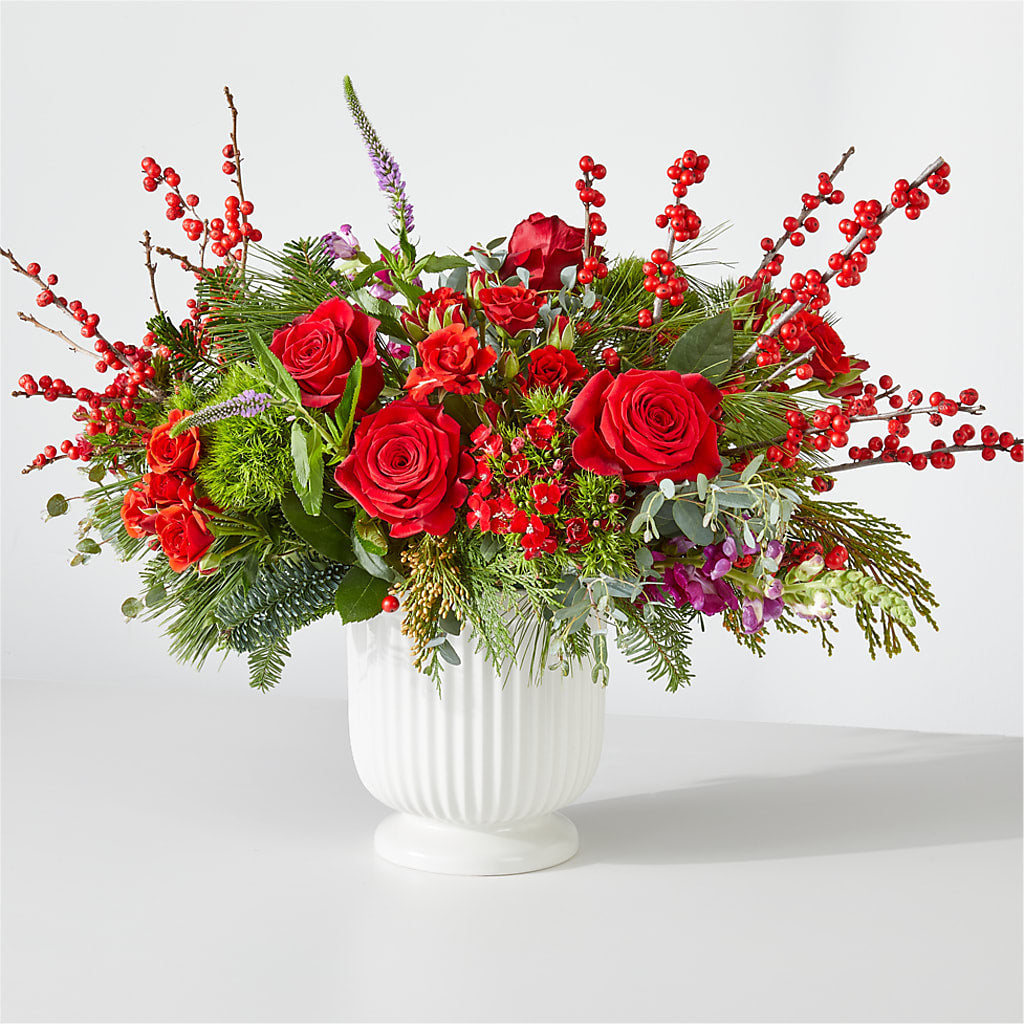 Big Red Bow Bouquet – Lolas Blooms, Somerset NJ