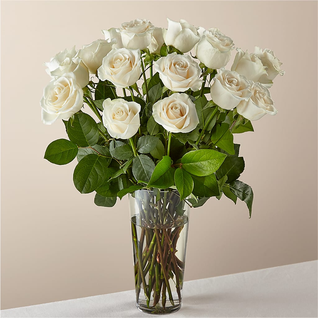 Long Stem White Rose Bouquet – Lolas Blooms, Somerset NJ