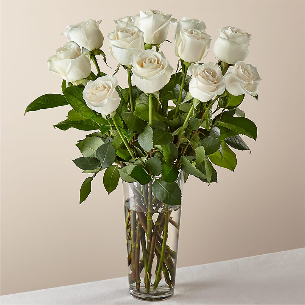 Long Stem White Rose Bouquet – Lolas Blooms, Somerset NJ