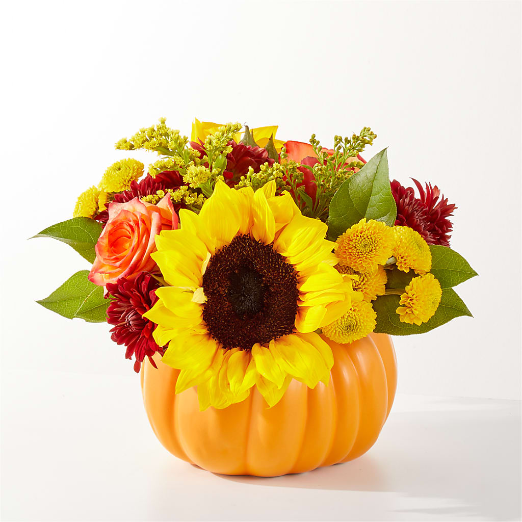Golden Gourd Pumpkin Bouquet – Lolas Blooms, Somerset NJ