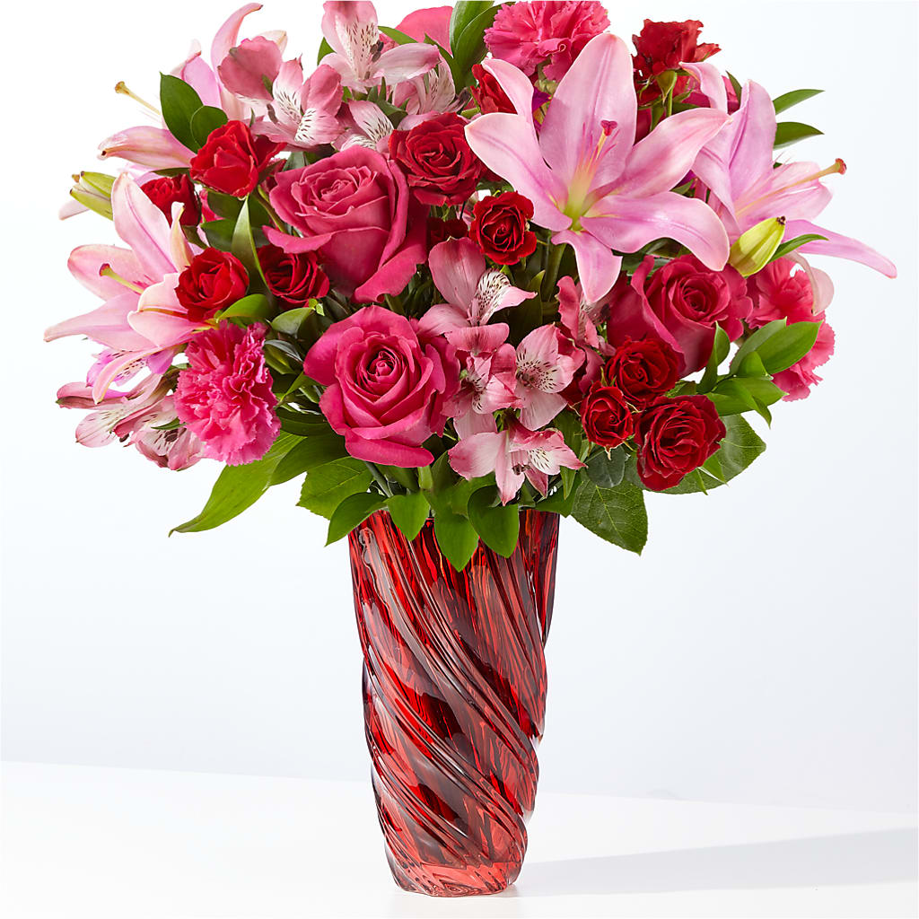 In Love Bouquet with Luxe Swirl Vase – Lolas Blooms, Somerset NJ