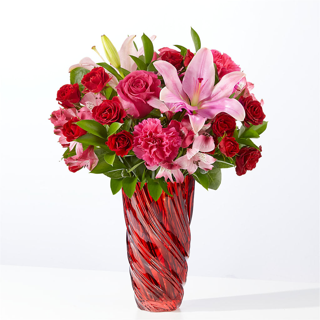In Love Bouquet with Luxe Swirl Vase – Lolas Blooms, Somerset NJ