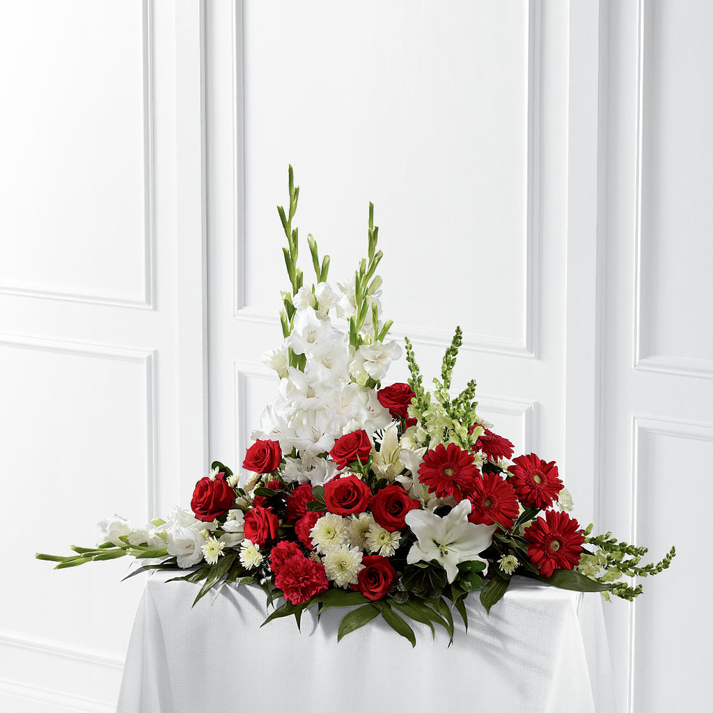 Crimson & White Arrangement – Lolas Blooms, Somerset NJ