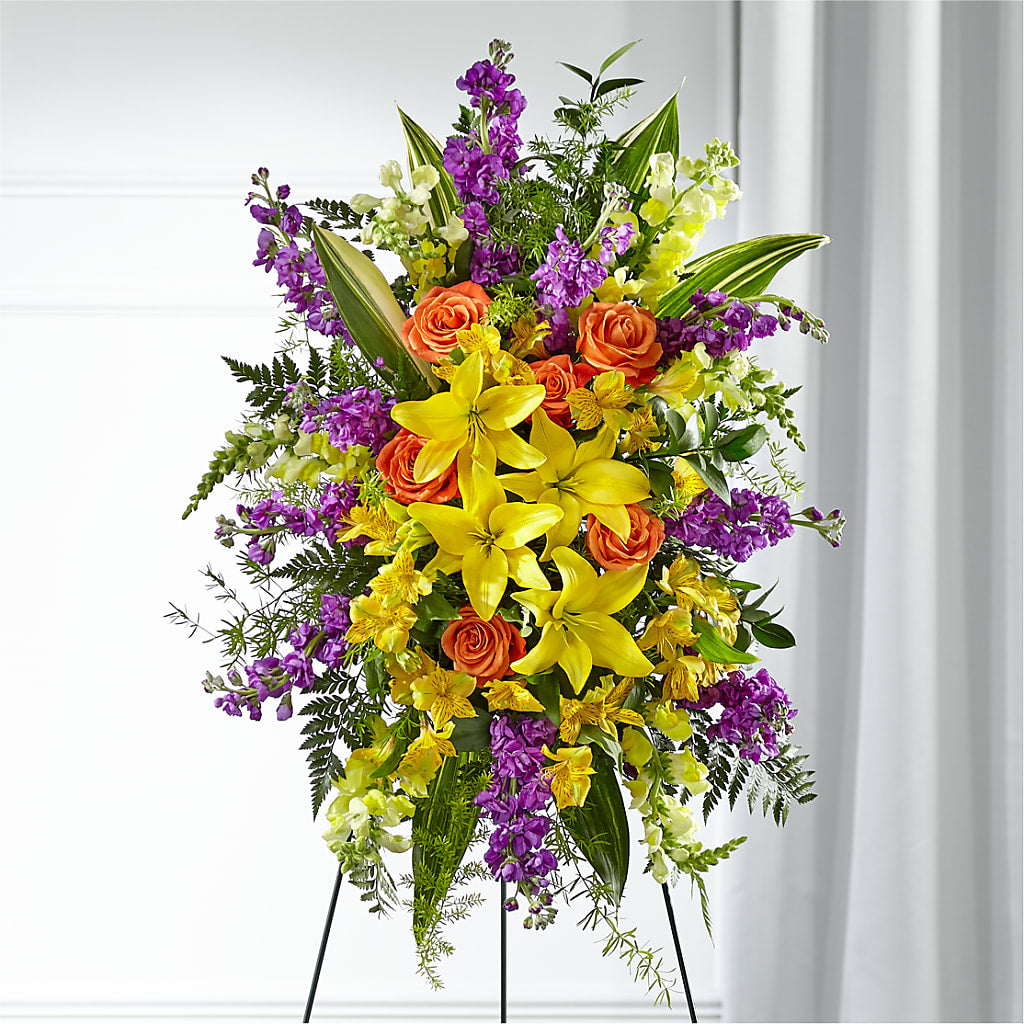 Thoughtful Prayers Standing Spray – Lolas Blooms, Somerset NJ