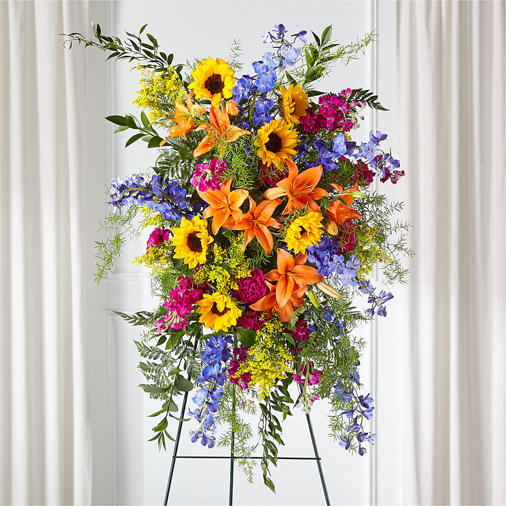 Sunlit Memories Standing Spray (Standard) – Lolas Blooms, Somerset NJ