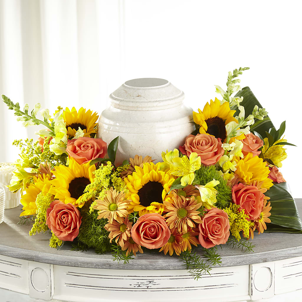 Faithful Sunflower Cremation Adornment – Lolas Blooms, Somerset NJ