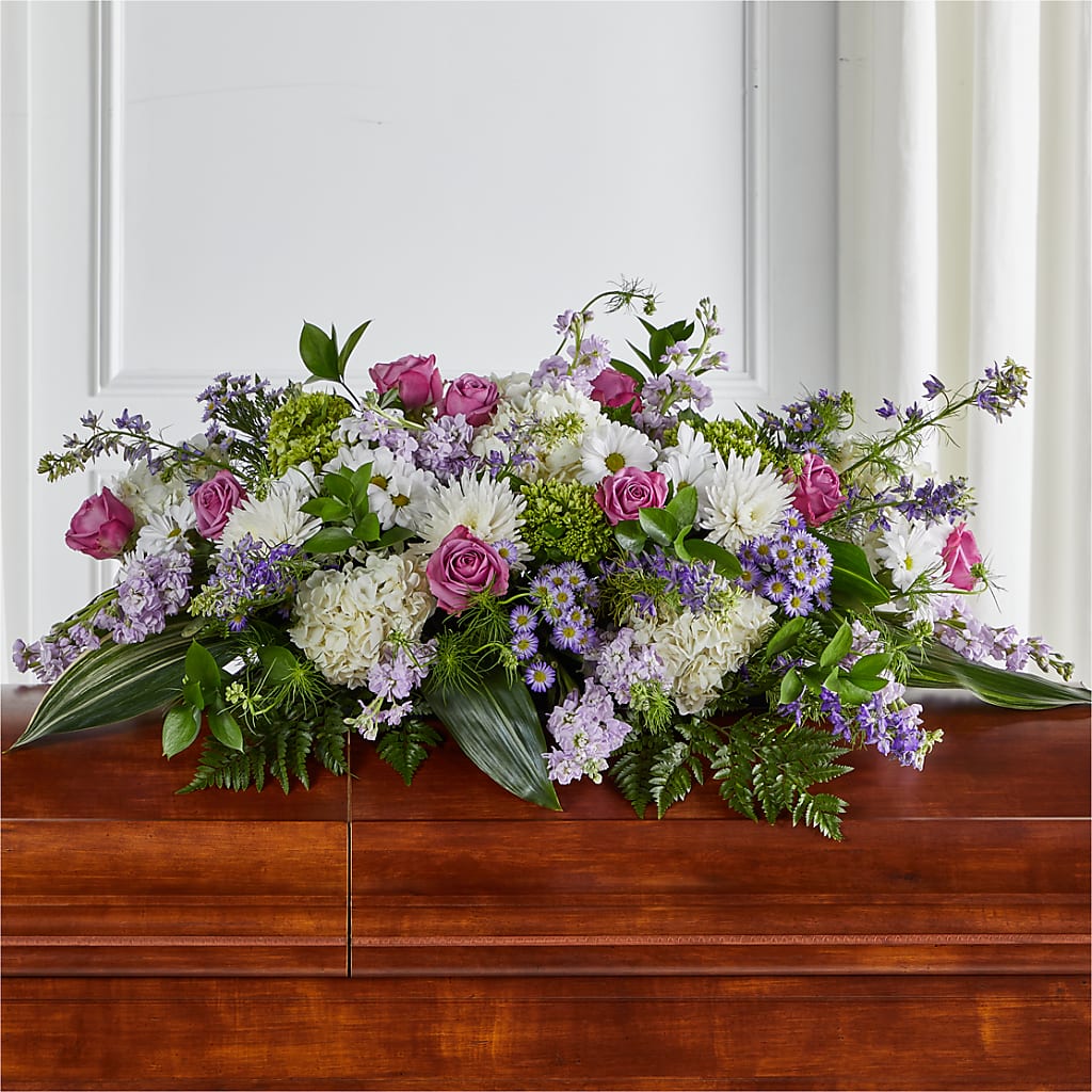Meadows of Serenity Casket Spray – Lolas Blooms, Somerset NJ