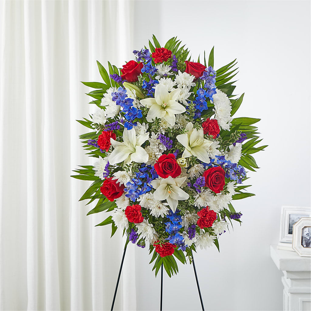 Cherished Service Standing Spray – Lolas Blooms, Somerset NJ