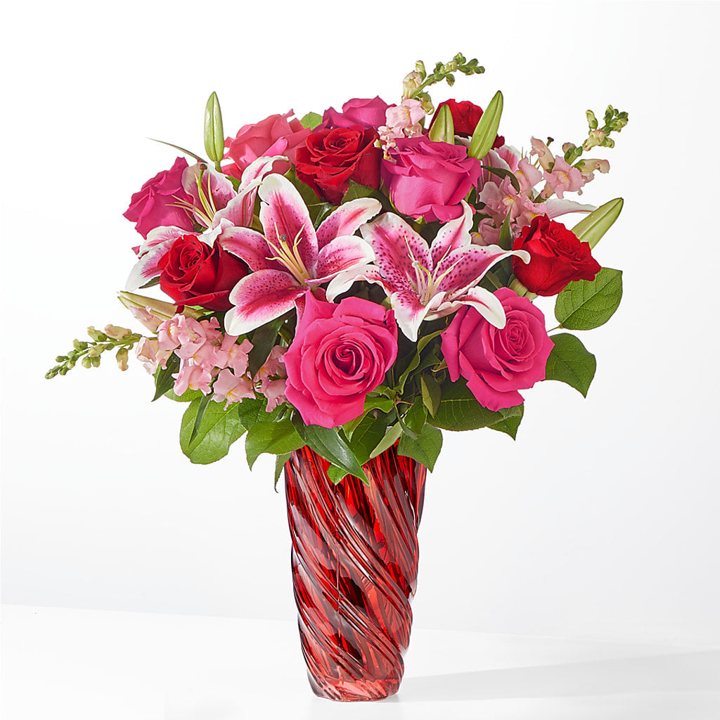 Always You Bouquet with Luxe Swirl Vase – Lolas Blooms, Somerset NJ