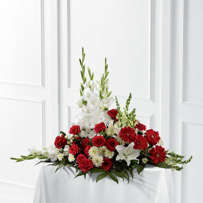 Crimson & White Arrangement –  Lolas Blooms, Somerset NJ