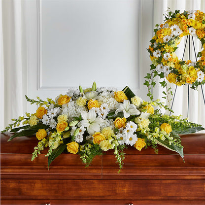 Golden Harmony Casket Spray –  Lolas Blooms, Somerset NJ