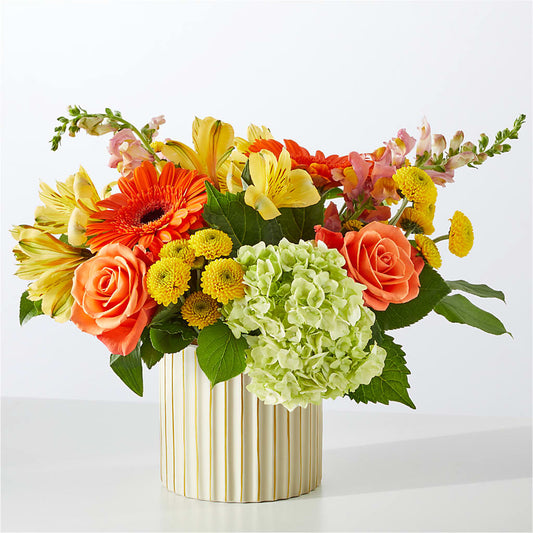 Autumn Sunshine Bouquet with Ivory Vase –  Lolas Blooms, Somerset NJ