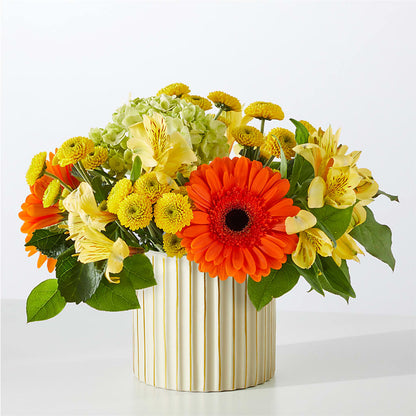 Autumn Sunshine Bouquet with Ivory Vase –  Lolas Blooms, Somerset NJ