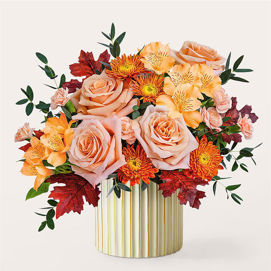 Spiced Latte Bouquet with Ivory Vase –  Lolas Blooms, Somerset NJ