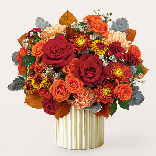 Merlot Bouquet with Ivory Vase –  Lolas Blooms, Somerset NJ