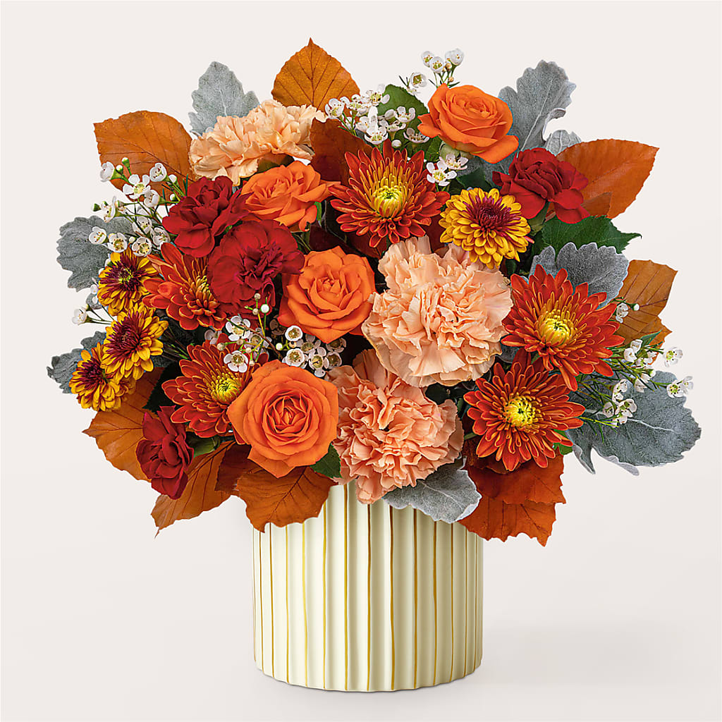 Merlot Bouquet with Ivory Vase –  Lolas Blooms, Somerset NJ