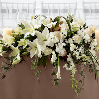 White Linen Arrangement –  Lolas Blooms, Somerset NJ