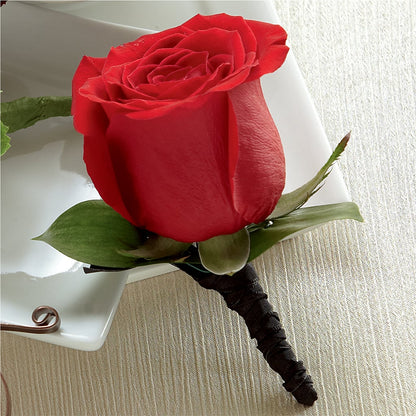 Red Rose Boutonniere –  Lolas Blooms, Somerset NJ