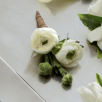 White Ranunculus Boutonniere –  Lolas Blooms, Somerset NJ