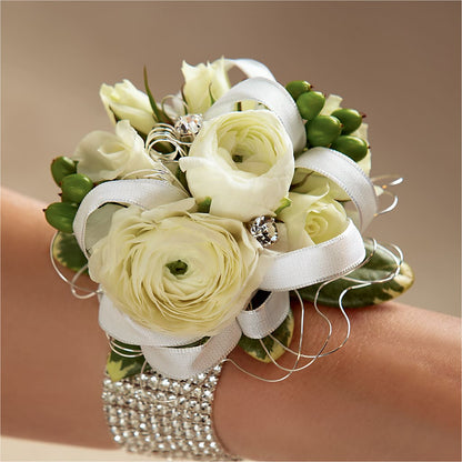 White Wedding Corsage –  Lolas Blooms, Somerset NJ